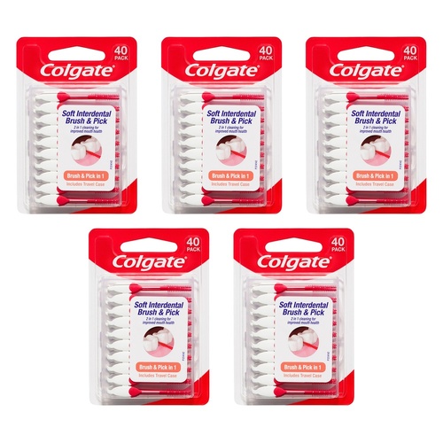 Colgate Soft Interdental Brush & Pick 40 Pack x 8 Bundle of 5