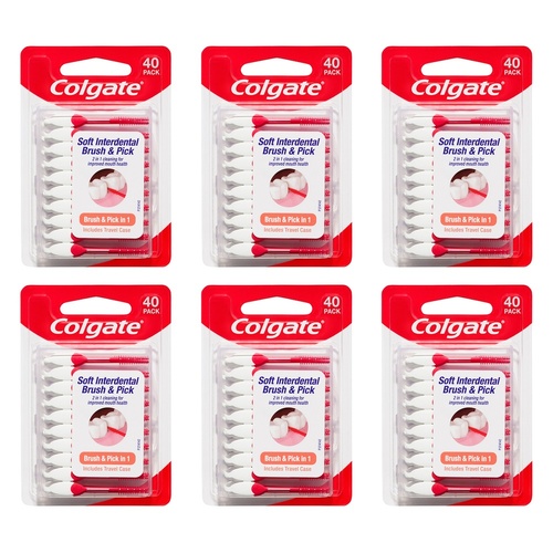 Colgate Soft Interdental Brush & Pick 40 Pack x 8 Bundle of 6