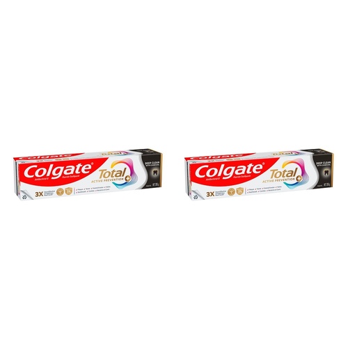 Colgate Total Active Prevention+ Deep Clean with Charcoal Toothpaste Pack of 2