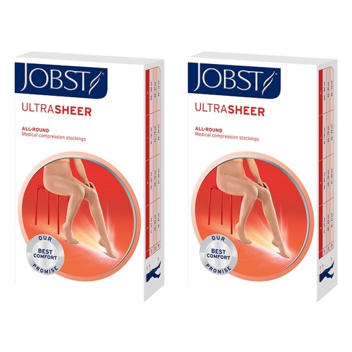 JOBST UltraSheer Knee High Closed Toe Natural Small 15-20mmHg Pack of 2