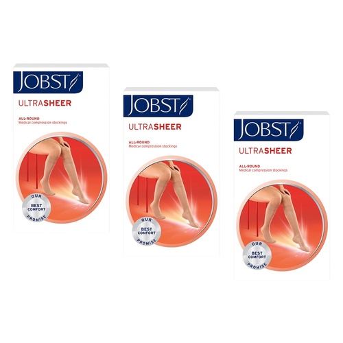 JOBST UltraSheer Knee High Closed Toe Natural Medium 15-20mmHg Pack of 3