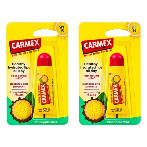 Carmex Pineapple Mint Lip Balm Tube SPF 15 10g x 12 Bundle of 2