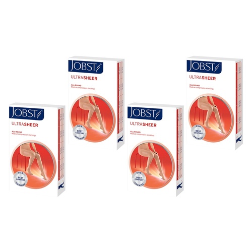 JOBST UltraSheer Knee High Closed Toe Black Small 15-20mmHg Pack of 4