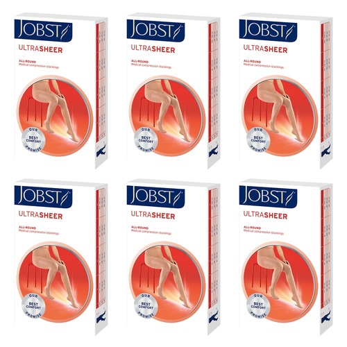 JOBST UltraSheer Knee High Closed Toe Black Small 15-20mmHg Pack of 6