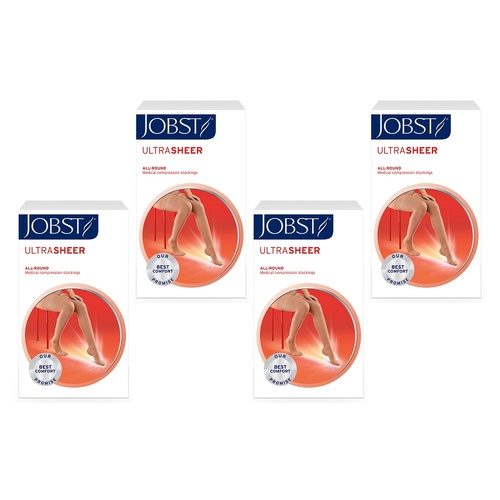 JOBST UltraSheer Thigh High Closed Toe Natural Small 15-20mmHg Pack of 4