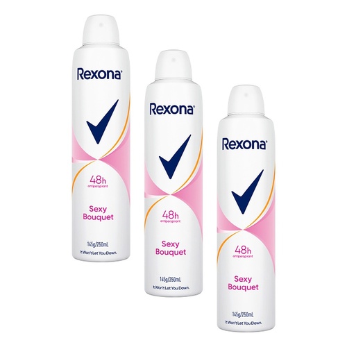 Rexona Antiperspirant Aerosol Deodorant Sexy Bouquet 250mL Pack of 3
