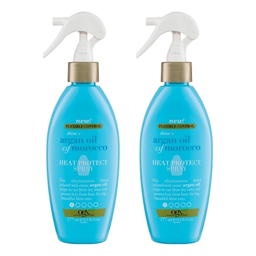 OGX Shine + Hydrate Argan Oil of Morocco Heat Protect Spray 177mL Pack of 2