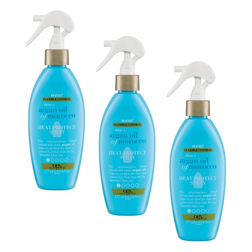OGX Shine + Hydrate Argan Oil of Morocco Heat Protect Spray 177mL Pack of 3