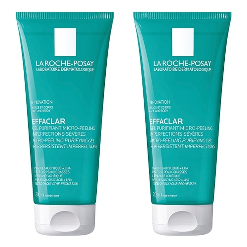 La Roche-Posay Effaclar Micro-Peeling Gel Cleanser 200mL Pack of 2