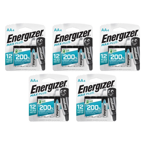 Energizer Max Plus AA Alkaline Batteries 4 Pack Bundle of 5