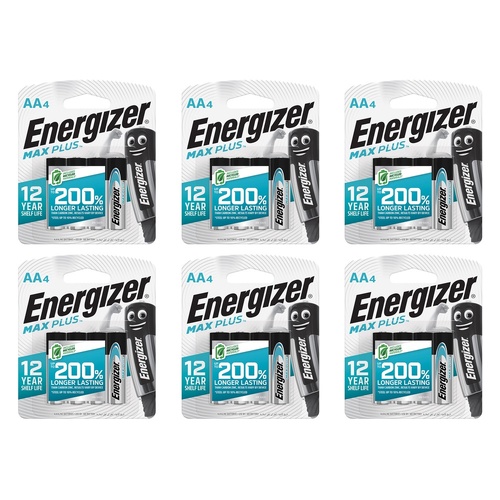 Energizer Max Plus AA Alkaline Batteries 4 Pack Bundle of 6