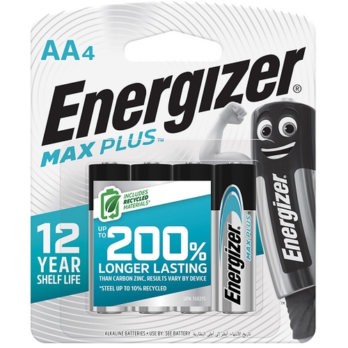 Energizer Max Plus AA Alkaline Batteries 4 Pack