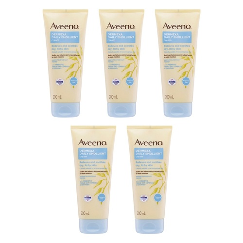 Aveeno Dermexa Daily Emollient Fragrance Free Body Cream 200mL x 3 Bundle of 5
