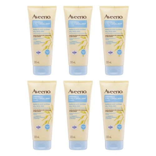 Aveeno Dermexa Daily Emollient Fragrance Free Body Cream 200mL x 3 Bundle of 6