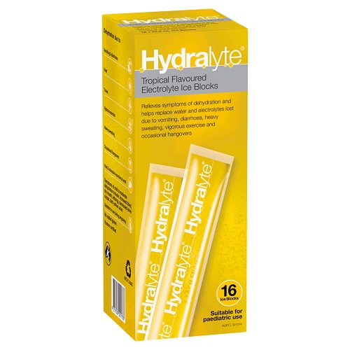Hydralyte Tropical Flavoured Electrolyte Ice Blocks 16 Pack