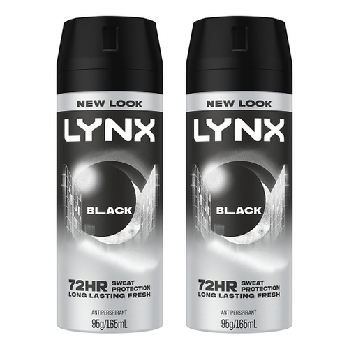 Lynx Antiperspirant Aerosol Black 165mL Pack of 2
