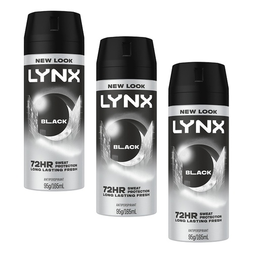 Lynx Antiperspirant Aerosol Black 165mL Pack of 3