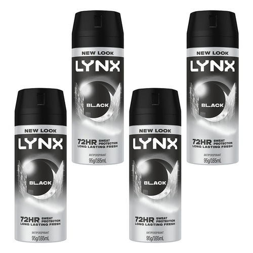 Lynx Antiperspirant Aerosol Black 165mL Pack of 4