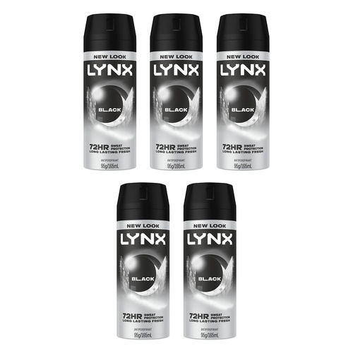 Lynx Antiperspirant Aerosol Black 165mL Pack of 5