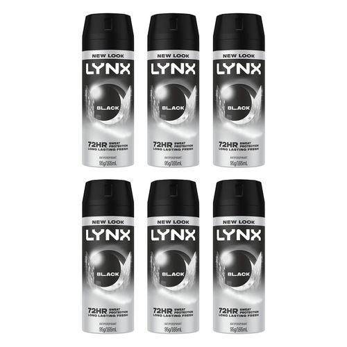 Lynx Antiperspirant Aerosol Black 165mL Pack of 6