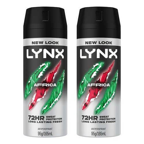 Lynx Antiperspirant Aerosol Africa 165mL Pack of 2
