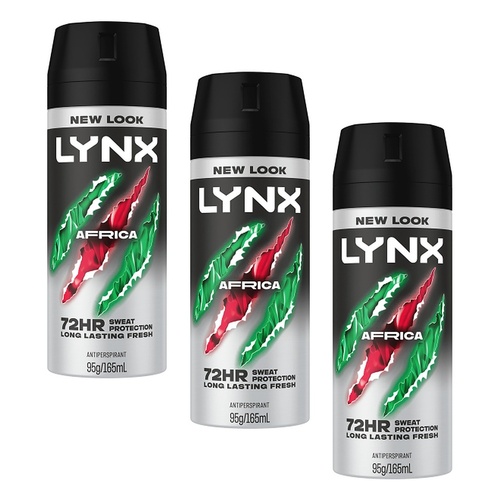 Lynx Antiperspirant Aerosol Africa 165mL Pack of 3