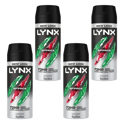 Lynx Antiperspirant Aerosol Africa 165mL Pack of 4