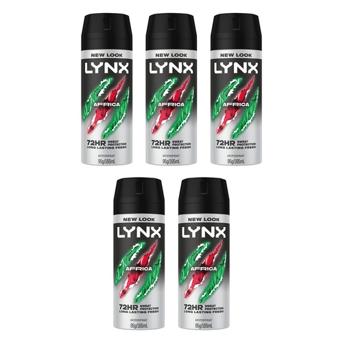 Lynx Antiperspirant Aerosol Africa 165mL Pack of 5