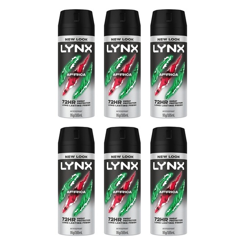 Lynx Antiperspirant Aerosol Africa 165mL Pack of 6