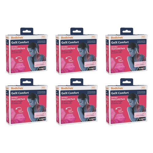 Bodichek Gel X Comfort Heat/Cold Pack, Medium, 13x28cm Bundle of 6