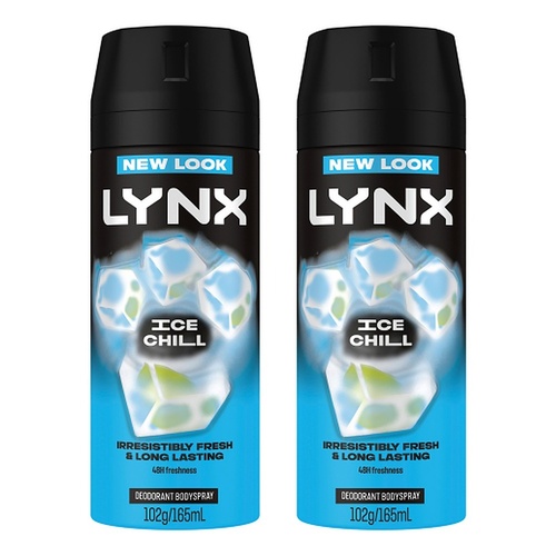 Lynx Deodorant Aerosol Ice Chill 165mL Pack of 2