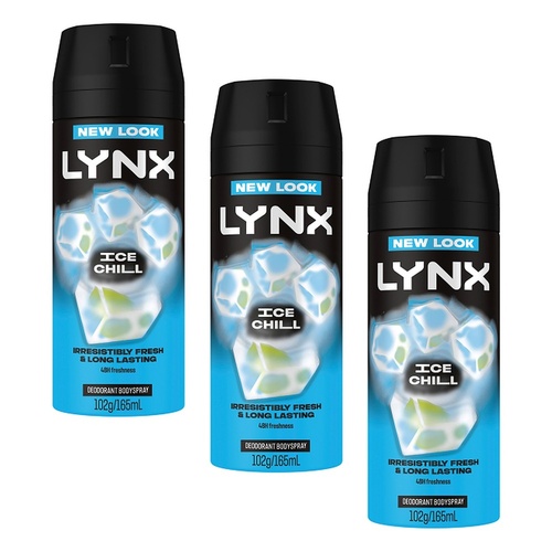 Lynx Deodorant Aerosol Ice Chill 165mL Pack of 3