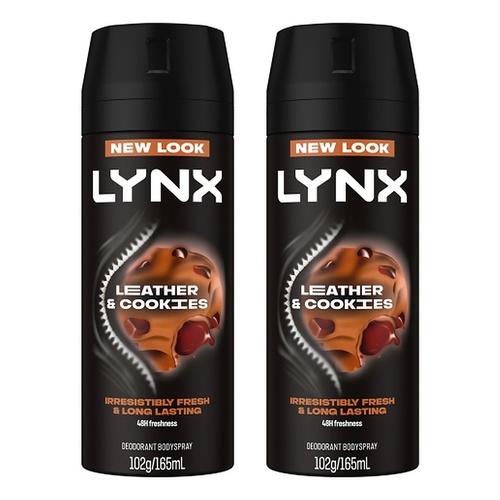 Lynx Deodorant Aerosol Collision Leather + Cookies 165mL Pack of 2