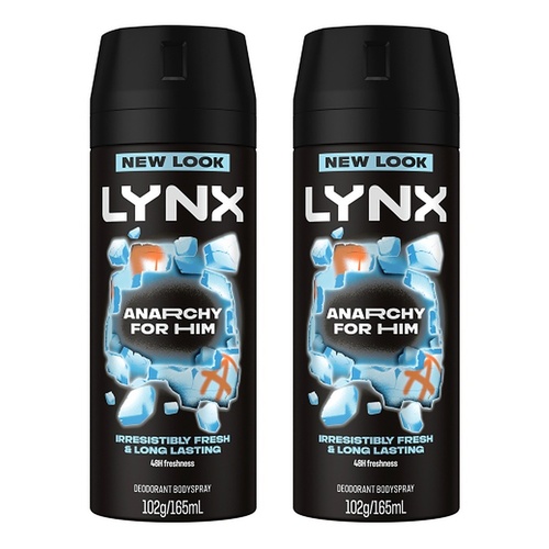 Lynx Deodorant Aerosol Anarchy 165mL Pack of 2
