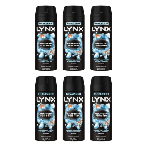 Lynx Deodorant Aerosol Anarchy 165mL Pack of 6