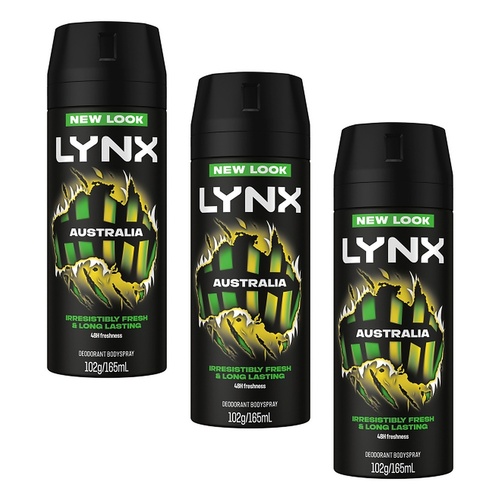 Lynx Deodorant Aerosol Australia 165mL Pack of 3