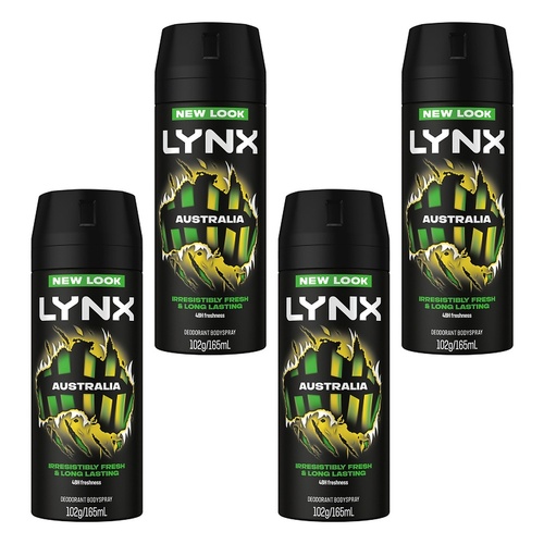 Lynx Deodorant Aerosol Australia 165mL Pack of 4