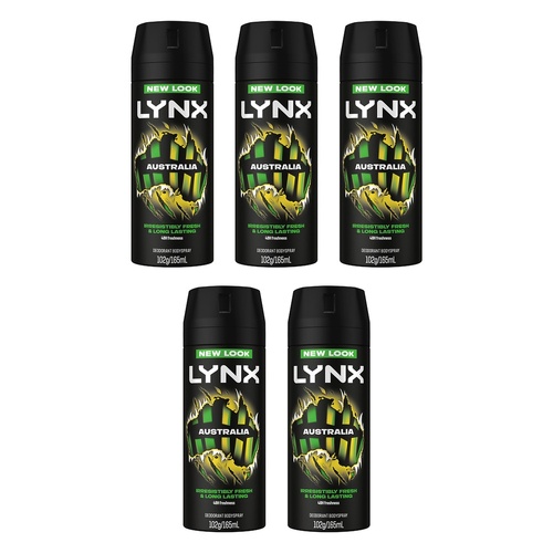 Lynx Deodorant Aerosol Australia 165mL Pack of 5