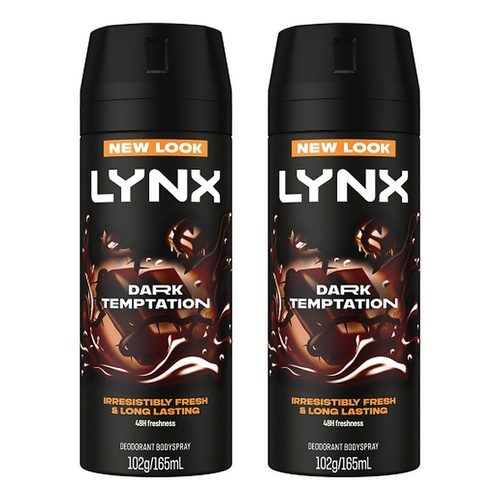 Lynx Deodorant Aerosol Dark Temptation 165mL Pack of 2