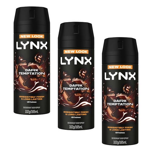 Lynx Deodorant Aerosol Dark Temptation 165mL Pack of 3