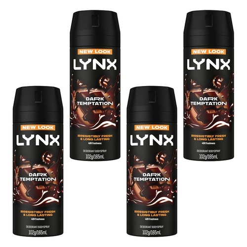 Lynx Deodorant Aerosol Dark Temptation 165mL Pack of 4