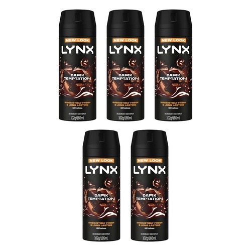 Lynx Deodorant Aerosol Dark Temptation 165mL Pack of 5