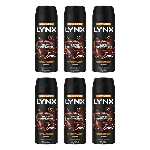 Lynx Deodorant Aerosol Dark Temptation 165mL Pack of 6