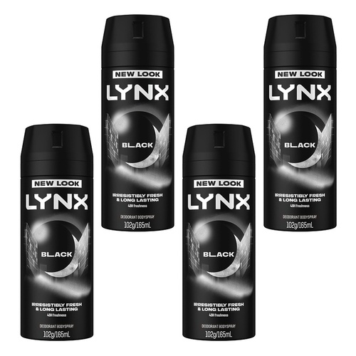 Lynx Deodorant Aerosol Black 165mL Pack of 4