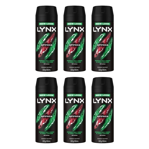 Lynx Deodorant Aerosol Africa 165mL Pack of 6
