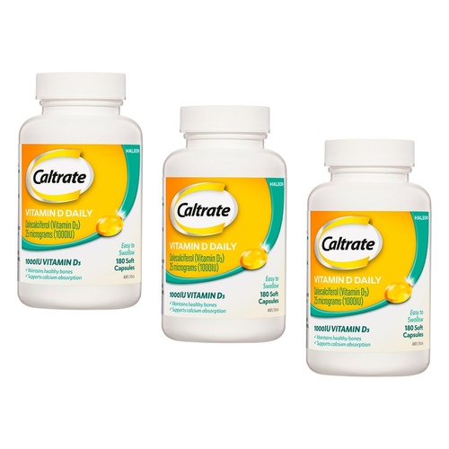 Caltrate Vitamin D Daily 180 Capsules Pack of 3