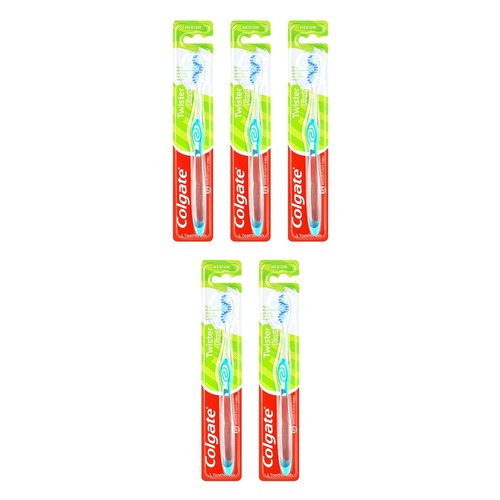 Colgate Twister Manual Toothbrush Medium Spiral Bristles Pack of 5
