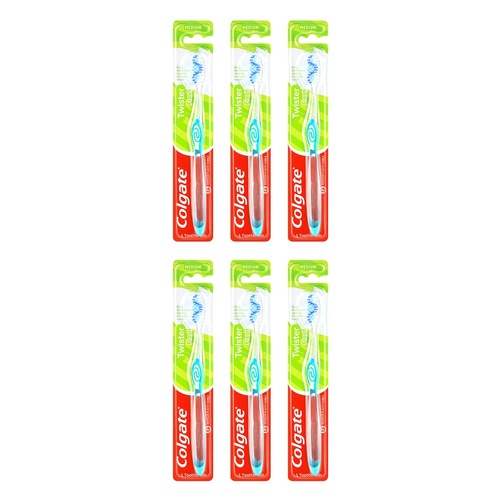 Colgate Twister Manual Toothbrush Medium Spiral Bristles Pack of 6