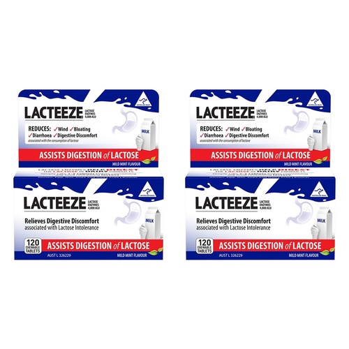 Lacteeze Lactase Enzymes 120 Tablets Pack of 2