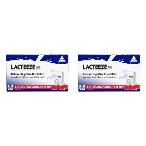 Lacteeze Lactase Enzymes 10 Tablets Pack of 2